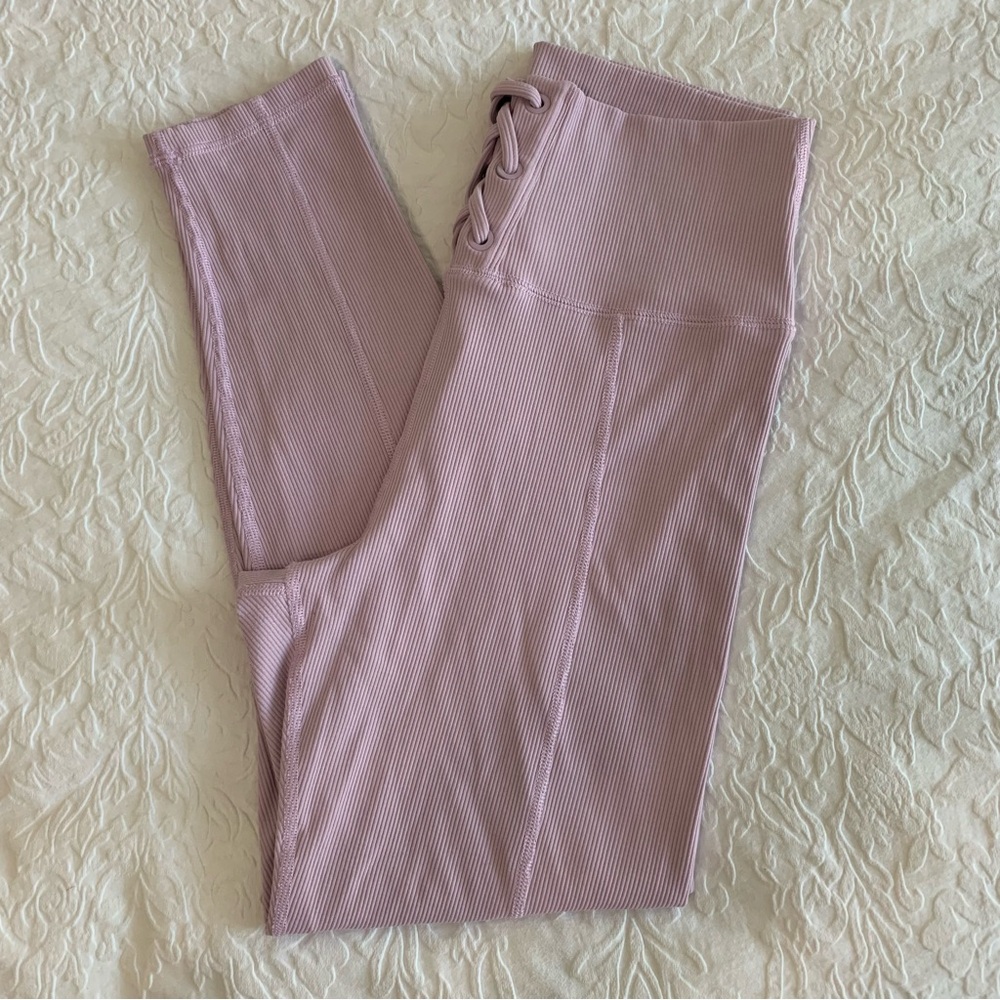 OFFLINE by Aerie Lace-up Ribbed Leggings Lavender Size XL
